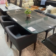 ダイニングテーブル5点セット　天板ガラス