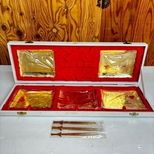 s0920613 皿 フォーク 5点セット 金箔 食器 和風 来賓用 和食器 工芸品 中古品