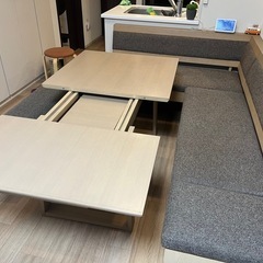 引取限定 シギヤマ家具 ジャスト JUST L字型コーナーソファテーブル付き
