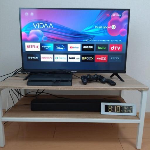 32型スマートtv PS4 スピーカー テレビ台 時計