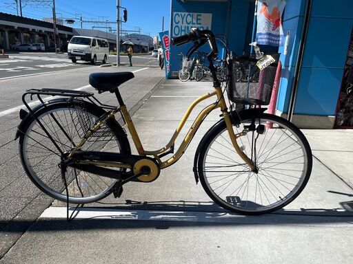 【大人用】整備済 丸石 26型内装3段ギア ワイングラスS型 中古自転車 婦人車 黄色 \u003c自転車のオオムラ 静岡店\u003e