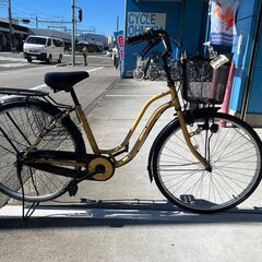 【完売御礼】【大人用】整備済 丸石 26型内装3段ギア ワイングラスS型 中古自転車 婦人車 黄色 <自転車のオオムラ 静岡店> 完売御礼】【大人用】整備済 丸石 26型内装3段ギア ワイングラスS