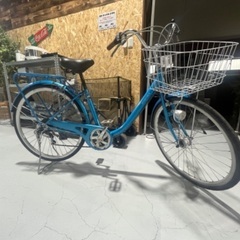 自転車 ママチャリ ブルー 青 大人用 DCM 鍵なし