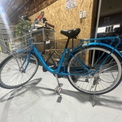 自転車 ママチャリ ブルー 青 大人用 DCM 鍵なし