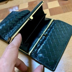 【希少がま口👛】【Bottega Veneta】【 ボッテガ・ヴェネタ イントレチャート メンズ 羊革 三つ折りウォレット財布】【使用感あり】