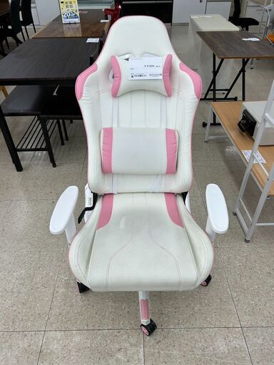 ★ジモティ割あり★  ゲーミングチェア 白 H113.6×D90×W66 クリーニング済み TJ8655