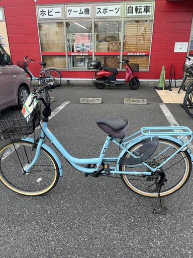★790　ASAHI　婦人用シティサイクル【水色】6段変速　リサイクルマート鹿児島宇宿店