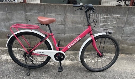 【取引中】26インチ 自転車 シティサイクル ピンク オートライト 変速