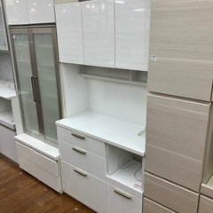☆ジモティ割あり☆ 松田家具 食器棚 ホワイト H205×W140×D49 