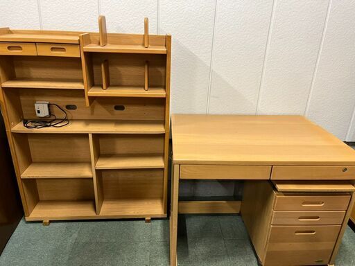 コイズミファニテック 勉強机 袖机 収納棚セット 学習机 幅100cm×奥行72cm×高さ76cm