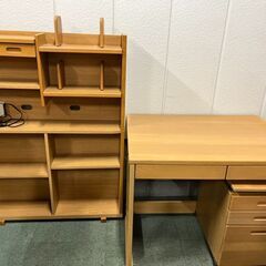 コイズミファニテック 勉強机 袖机 収納棚セット 学習机 幅100cm×奥行