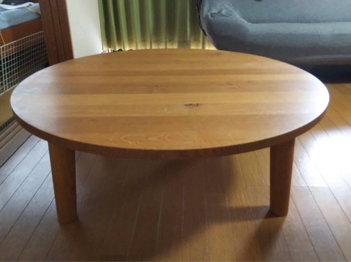 飛騨高山 高級家具 無垢材 円形 木製 ローテーブル ダークブラウン