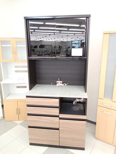 ★ジモティ割あり★ 高橋木工所  レンジボード ブラウン×ブラック  H201×D51×W91クリーニング済み TC1434