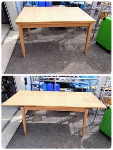 ● KOIZUMI コイズミ エクステンションテーブル ダイニングテーブル 食卓テーブル 伸縮式 4-6人用  W1200-1750× D800×H700mm ナチュラルカラー 中古 ③