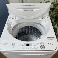 I635 🌈 ジモティー限定価格！SHARP 洗濯機 （5.5㎏） ⭐ 動作確認済 ⭐ クリーニング済