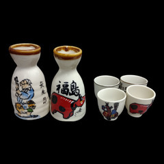 (中古)ミニチュア 徳利&おちょこ アンティークセット