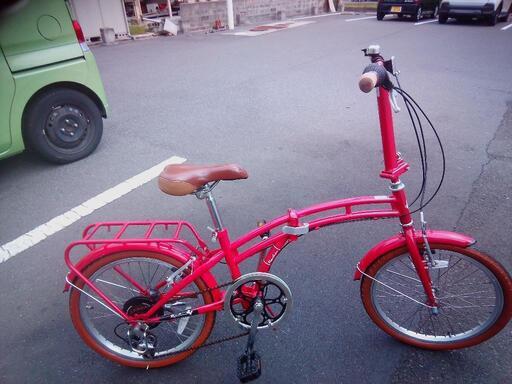 20インチ　赤　折りたたみ自転車　変速