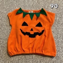 中古　90  フェルト生地　かぼちゃ衣装　ハロウィン