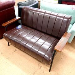 9/22ニトリ ソファ Nシールド ステイン 2人掛け ブラウン 合皮