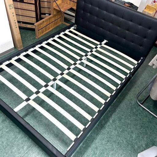 ダブルベッドフレーム ブラックレザー調 W150×H90×D210cm 札幌 東区 店頭引き取り歓迎7
