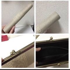 あやの小路 がま口 長財布 復刻型 マチあり　リネン　限定　廃盤