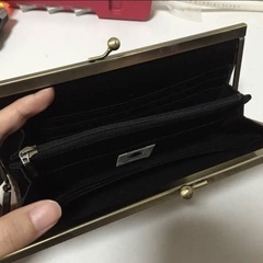 あやの小路 がま口 長財布 復刻型 マチあり　リネン　限定　廃盤