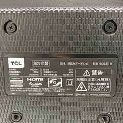 K2409-487 TCL 液晶カラーテレビ 2021年製 40インチ 40S515 地上波のみ視聴