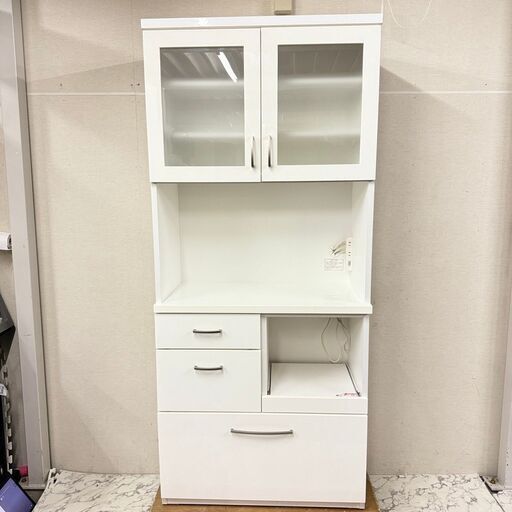 19830  NITORI 2枚ガラス扉 キッチンボード 幅80cm   ◆大阪市内・東大阪市他 6,000円以上ご購入で無料配達いたします！◆ ※京都・高槻・枚方方面◆神戸・西宮・尼崎方面◆生駒方面、大阪南部方面　それぞれ条件付き無料配送あり！