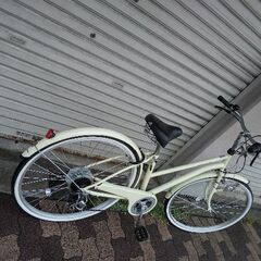 美品☆INNOVATION FACTORY[イノベーションファクトリー] 26吋シティサイクル 外装6段/アイボリー