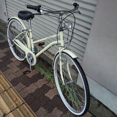 美品☆INNOVATION FACTORY[イノベーションファクトリー] 26吋シティサイクル 外装6段/アイボリー