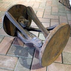 原人 木彫り 丸椅子 ミニテーブル 木製 ブラウン系 アジアン/アフリカン インテリア 丸テーブル イス 花台 バリ島  札幌市東区 新道東店 原人 木彫り 丸椅子 ミニテーブル 木製 ブラウン系 アジアン