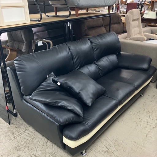 I2409-492 ３人掛けソファ クッション付き 脚はずれます 中古美品