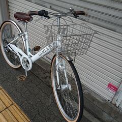 美品☆[SAKAMOTO]GIMLET(ギムレット)27吋 シティサイクル 外装6段/LEDオート(ロイヤルホワイト)