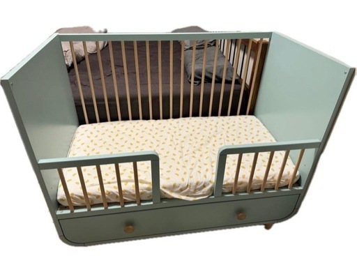 IKEA ミルラ ベビーベッド マットレス ブルー 引き出し付き IKEA