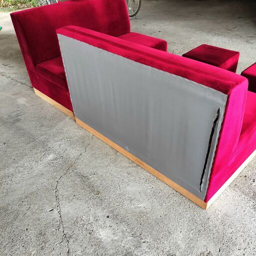 赤ベルベット カウンターチェア 固定式 レトロ 赤ベルベット カウンターチェア おしゃれ 固定式 レトロ ベロア