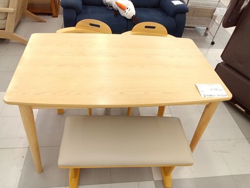 ★ジモティ割あり★ ダイニングセット＆椅子2脚＋ベンチ ナチュラル  H71×D69×W115 クリーニング済み TC1463