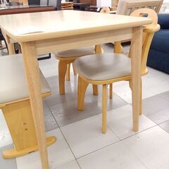 ★ジモティ割あり★ ダイニングセット＆椅子2脚＋ベンチ ナチュラル  H71×D69×W115 クリーニング済み TC1463