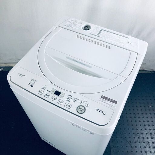 ID:se10797 シャープ SHARP 洗濯機 一人暮らし 中古 2023年製 全自動洗濯機 5.5kg ホワイト 送風 乾燥機能付き ES-GE5G-W  【リユース品：状態B】【送料無料】【設置費用無料】