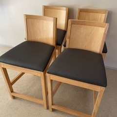 新品 ダイニングチェア 木製4脚セット  和風 座面高55cm カウンターチェア
