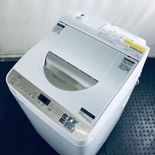 ID:sf00033 シャープ SHARP 洗濯機 一人暮らし 中古 2019年製 全自動洗濯機 5.5kg/3.5kg ゴールド 乾燥機能付き ES-T5DBK-N  【リユース品：状態B】【送料無料】【設置費用無料】