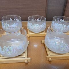 タンブラー ガラスコップ 5客セット 茶托付き