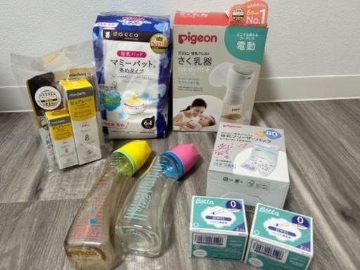 pigeon電動搾乳器セット(ピュアレーン・DoctorBetta哺乳瓶 ガラス製＆プラスチック製)