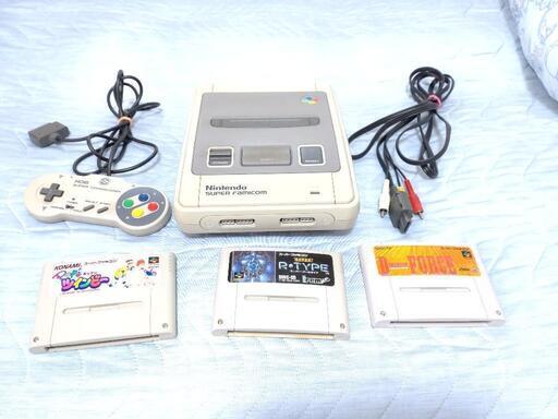 小綺麗なスーファミ本体　ホリ製連射コントローラ　スーパーRタイプぽっぷんツインビー等