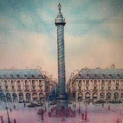 絵画 【真作真正証明書付き EA 作家保存分】ロルフ・ラフルスキー ヴァンドーム広場 直筆サイン 風景画 額装 リトグラフ シルクスクリーン