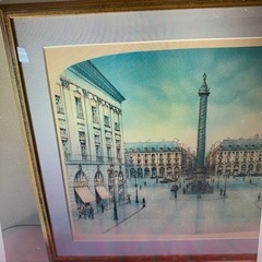 絵画 【真作真正証明書付き EA 作家保存分】ロルフ・ラフルスキー ヴァンドーム広場 直筆サイン 風景画 額装 リトグラフ シルクスクリーン