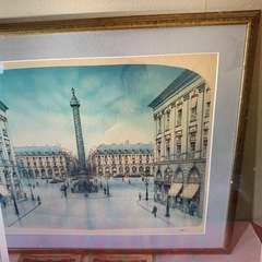 絵画 【真作真正証明書付き EA 作家保存分】ロルフ・ラフルスキー ヴァンドーム広場 直筆サイン 風景画 額装 リトグラフ シルクスクリーン