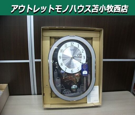 開封未使用 保管品 壁掛け時計 CUORUM からくり時計 スモールワールドクオラム 4MH758RH08 グレーメタリック色 RHYTHM 苫小牧西店