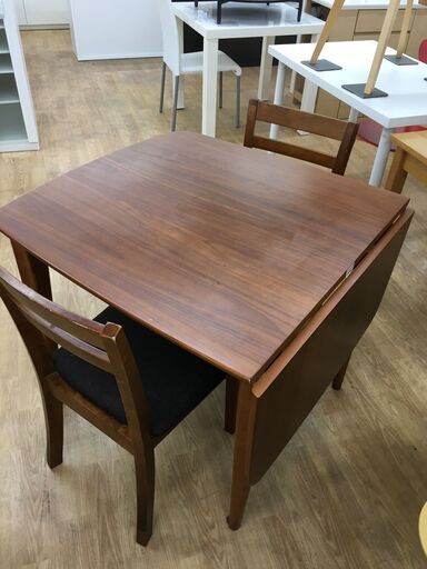 ★ジモティ割あり★  伸縮ダイニングセット  W80～120×D80×H71 クリーニング済み SJ7170