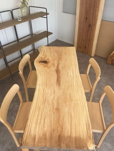 (爆安) 白栃　一枚板テーブル　杢あり　新品／未使用 白栃（トチ） 全面縮杢 一枚板 1820×755-860×58 20770 | 千年家具 - 一