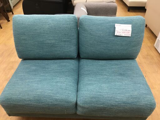 ★ジモティ割あり★  2人掛けソファ ブルーグリーン W120×D75×H80 クリーニング済み SJ7177